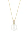 Effy Women's 14k Yellow Gold, Diamond & 12mm White Fresh Water Pearl Necklace In Yellow Gold