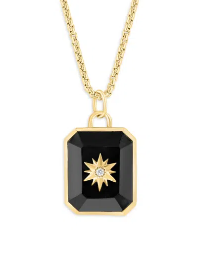Effy Women's 14k Yellow Gold, Diamond & Black Agate Pendant Necklace/22"