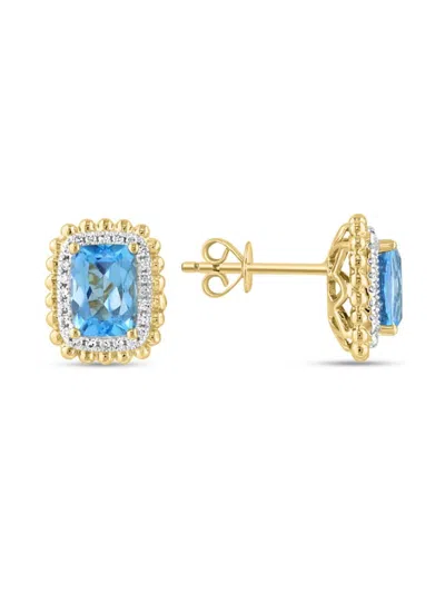 Effy Women's 14k Yellow Gold Diamond & Blue Topaz Earrings In Yellow Gold Blue
