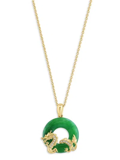 Effy Women's 14k Yellow Gold Diamond And Dyed Jade Pendant