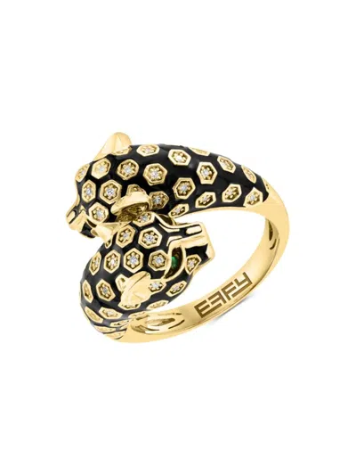Effy Women's 14k Yellow Gold, Diamond & Emerald Jaguar Ring