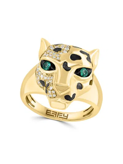 Effy Women's 14k Yellow Gold, Diamond & Emerald Panther Ring