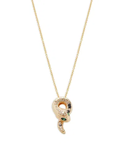 Effy Women's 14k Yellow Gold, Diamond & Emerald Snake Pendant Necklace