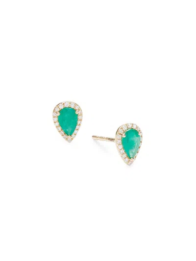 Effy Women's 14k Yellow Gold, Diamond & Emerald Stud Earrings