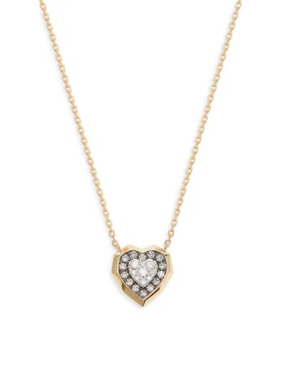 Effy Women's 14k Yellow Gold, Diamond & Enamel Heart Pendant Necklace