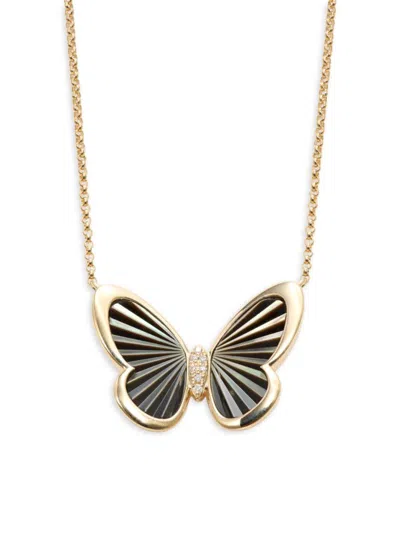 Effy Women's 14k Yellow Gold, Diamond & Mother-of-pearl Pendant Necklace