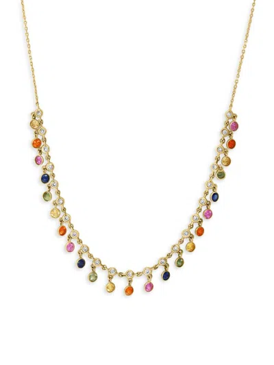 Effy Women's 14k Yellow Gold, Diamond & Multi Color Sapphire Charm Necklace