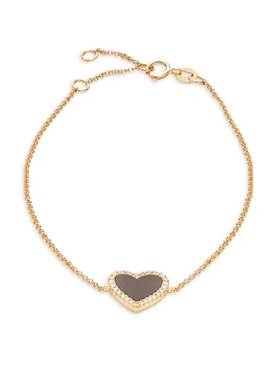 Effy Women's 14k Yellow Gold, Diamond & Onyx Heart Bracelet