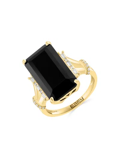 Effy Women's 14k Yellow Gold, Diamond & Onyx Ring