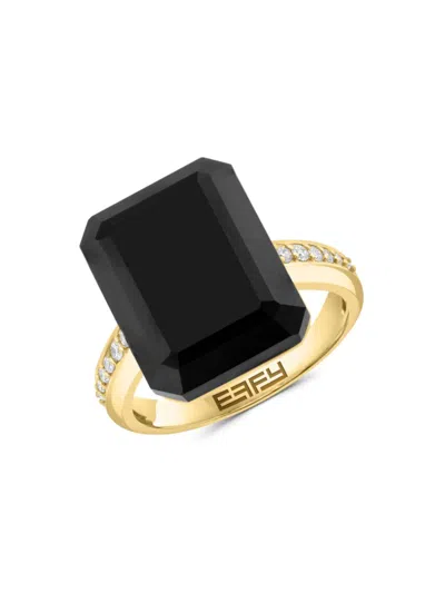 Effy Women's 14k Yellow Gold, Diamond & Onyx Ring In Gray