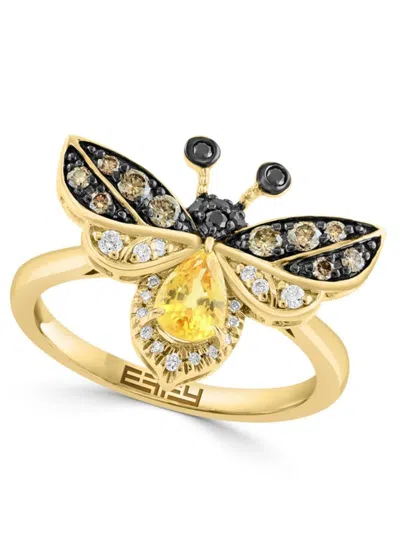 Effy Women's 14k Yellow Gold, Diamond & Sapphire Bee Ring