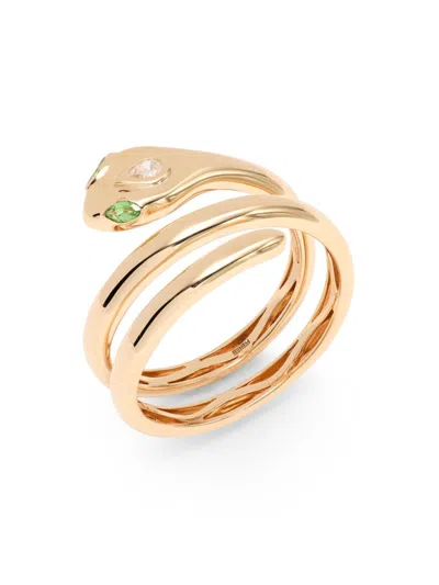 Effy Women's 14k Yellow Gold, Diamond & Tsavorite Snake Band Ring