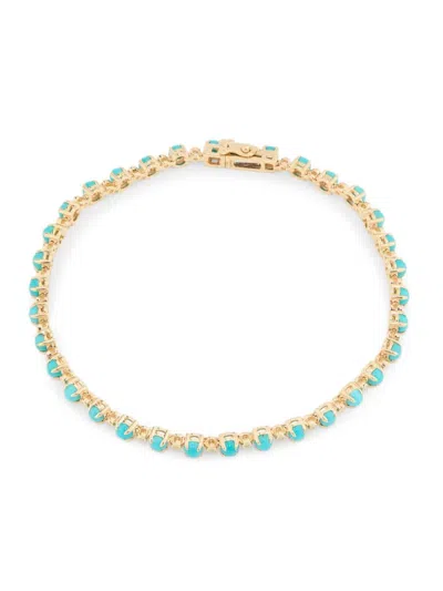 Effy Women's 14k Yellow Gold, Diamond & Turquoise Tennis Bracelet