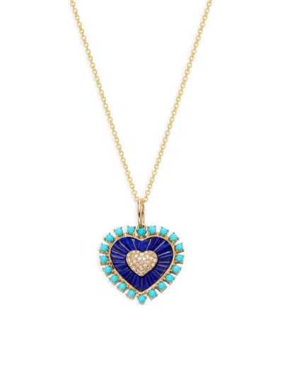 Effy Women's 14k Yellow Gold, Diamond, Lapis Lazuli & Turquoise Pendant Necklace