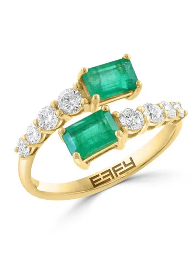 Effy Women's 14k Yellow Gold, Emerald & 1.58 Tcw Diamond Ring
