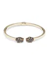 Effy Women's 14k Yellow Gold, Emerald & Black Diamond Panther Bangle Bracelet In Black