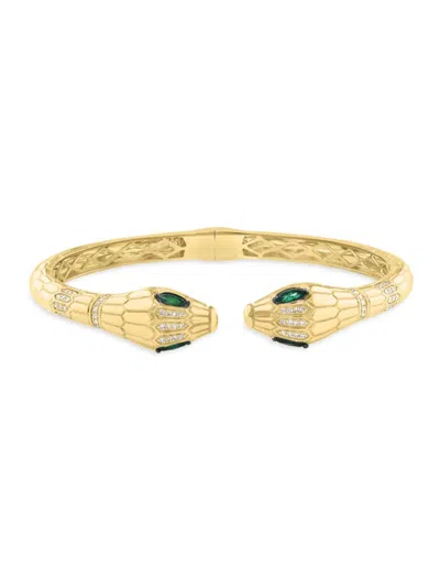 Effy Women's 14k Yellow Gold, Emerald & Diamond Cuff Bracelet