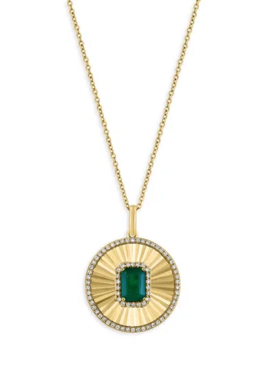 Effy Women's 14k Yellow Gold, Emerald & Diamond Pendant Necklace