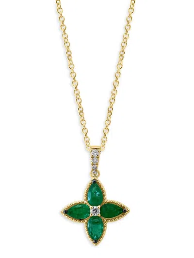 Effy Women's 14k Yellow Gold, Emerald & Diamond Pendant Necklace