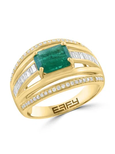 Effy Women's 14k Yellow Gold, Emerald & Diamond Ring
