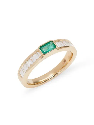 Effy Women's 14k Yellow Gold, Emerald & Diamond Ring