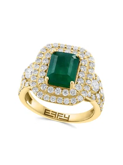 Effy Women's 14k Yellow Gold, Emerald & Diamond Ring