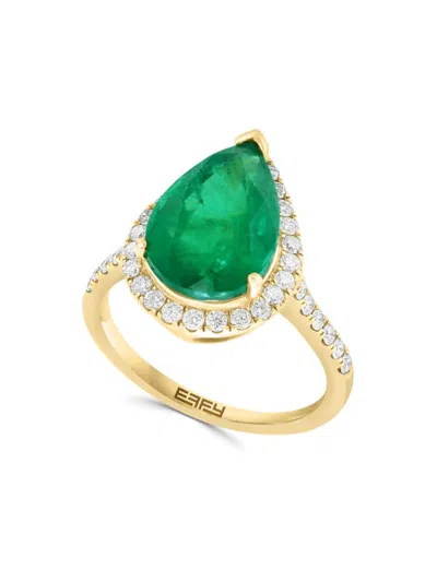 Effy Women's 14k Yellow Gold, Emerald & Diamond Ring