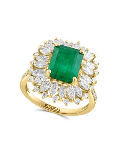 Effy Women's 14k Yellow Gold, Emerald & Diamond Ring