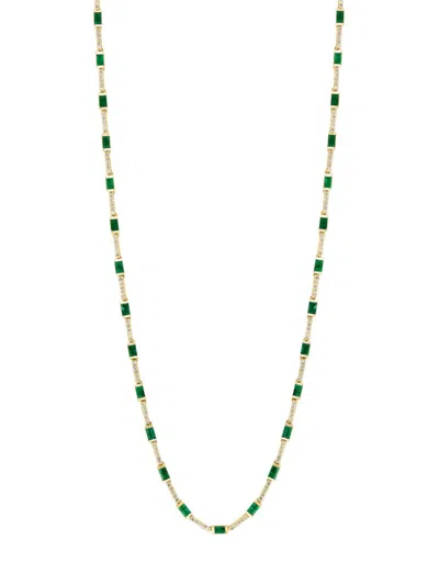 Effy Women's 14k Yellow Gold, Emerald & Diamond Station Necklace