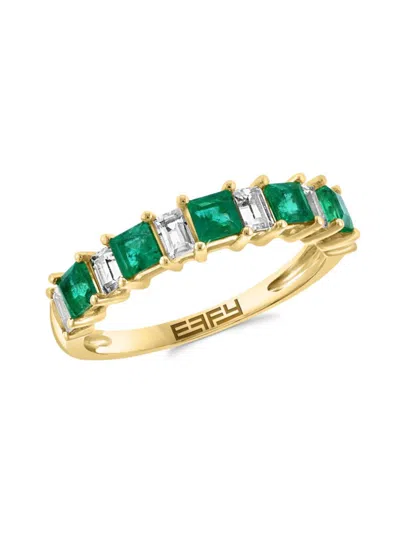 Effy Women's 14k Yellow Gold, Emerald & White Sapphire Ring