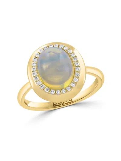 Effy Women's 14k Yellow Gold, Ethiopian Opal & 0.13 Tcw Diamond Cocktail Ring