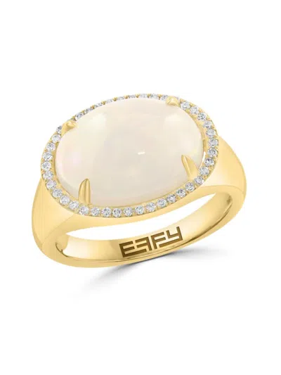 Effy Women's 14k Yellow Gold, Ethiopian Opal & 0.16 Tcw Diamond Cocktail Ring