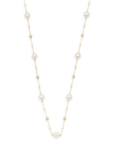 Effy Women's 14k Yellow Gold, Freshwater Pearl & 0.2 Tcw Diamond Necklace