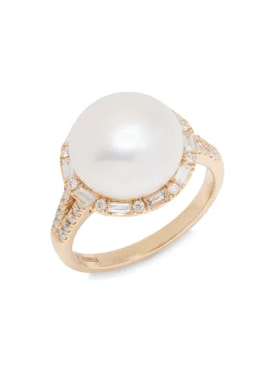 Effy Women's 14k Yellow Gold, Freshwater Pearl & Diamond Ring