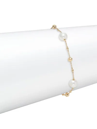 Effy Women's 14k Yellow Gold, Freshwater Pearl & Diamond Station Bracelet