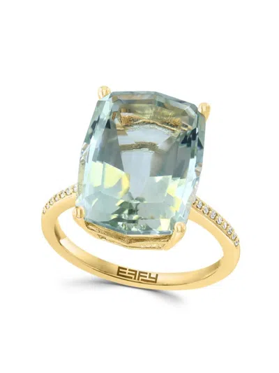 Effy Women's 14k Yellow Gold, Green Amethyst & Diamond Ring