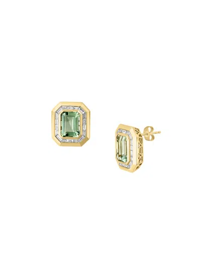 Effy Women's 14k Yellow Gold, Green Amethyst & Diamond Stud Earrings