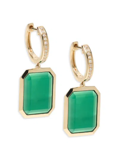 Effy Women's 14k Yellow Gold, Green Onyx & Diamond Drop Earrings