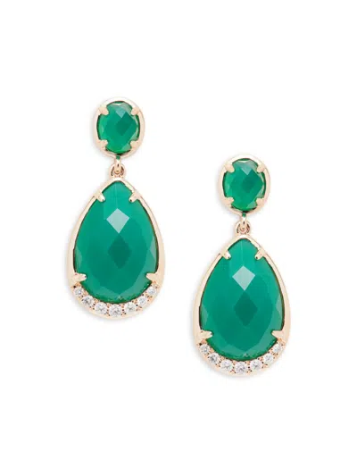 Effy Women's 14k Yellow Gold, Green Onyx & Diamond Drop Earrings