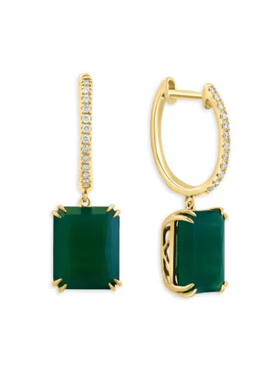 Effy Women's 14k Yellow Gold, Green Onyx & Diamond Drop Earrings