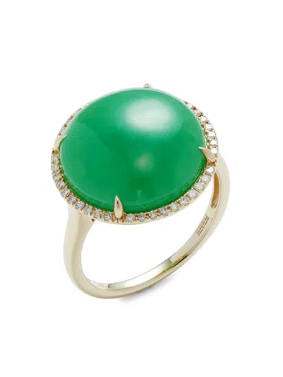 Effy Women's 14k Yellow Gold, Jade & Diamond Ring