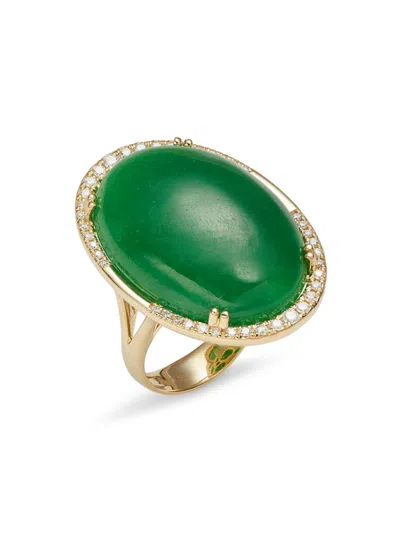 Effy Women's 14k Yellow Gold, Jade & Diamond Ring
