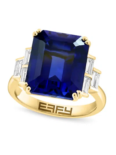 Effy Women's 14k Yellow Gold, Lab Grown Diamond & Lab Grown Sapphire Ring