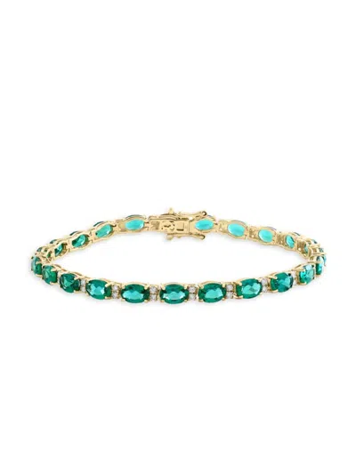 Effy Women's 14k Yellow Gold, Lab-grown Emerald & 0.51 Tcw Lab-grown Diamond Bracelet