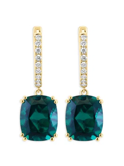 Effy Women's 14k Yellow Gold, Lab Grown Emerald & Lab Grown Diamond Drop Earrings