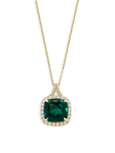 Effy Women's 14k Yellow Gold, Lab Grown Emerald & Lab Grown Diamond Pendant Necklace