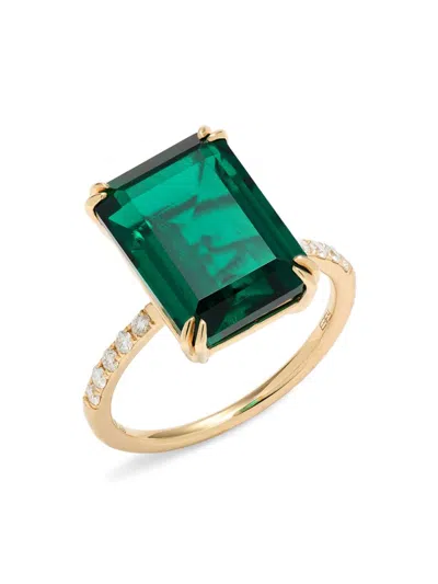 Effy Women's 14k Yellow Gold, Lab Grown Emerald & Lab Grown Diamond Ring
