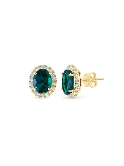 Effy Women's 14k Yellow Gold, Lab Grown Emerald & Lab Grown Diamond Stud Earrings