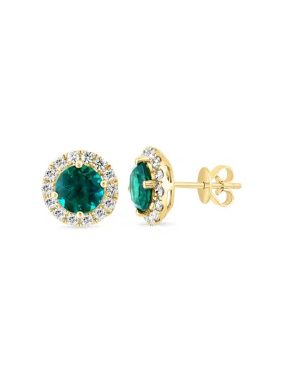 Effy Women's 14k Yellow Gold, Lab Grown Emerald & Lab Grown Diamond Stud Earrings