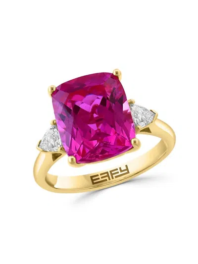 Effy Women's 14k Yellow Gold, Lab Grown Pink Sapphire & Lab Grown Diamond Ring In Purple